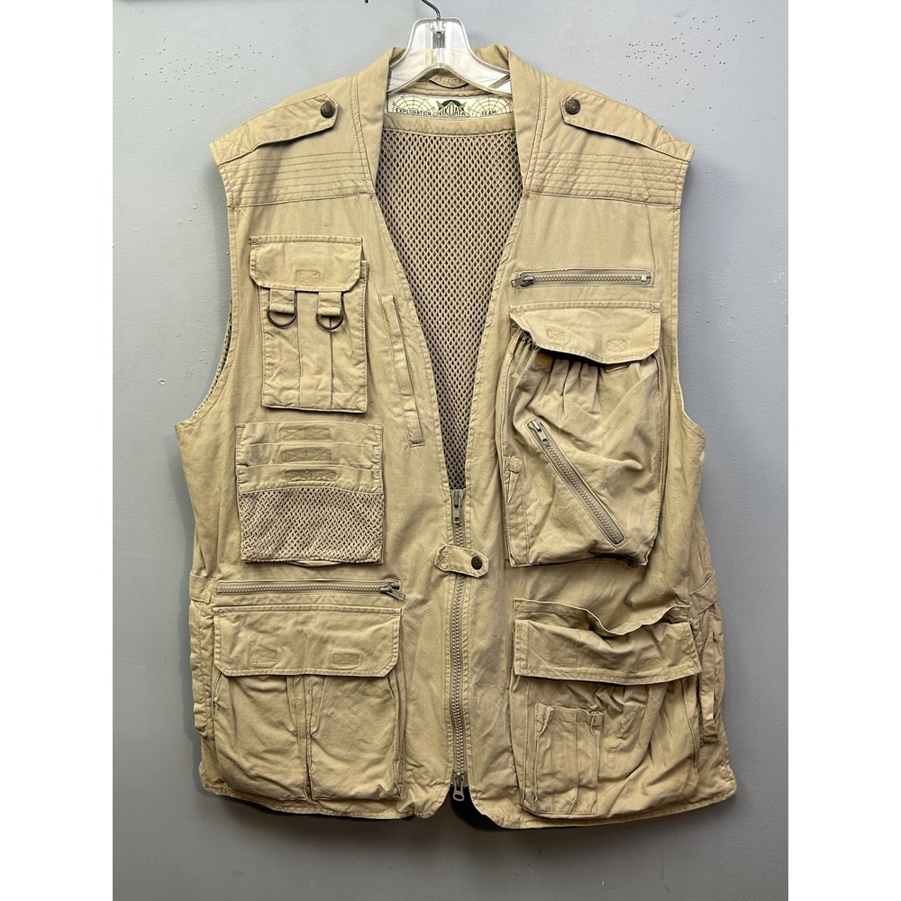 Banana Republic Vest Mens XL Tan Exploration Nikodata Safari Utility Pocket